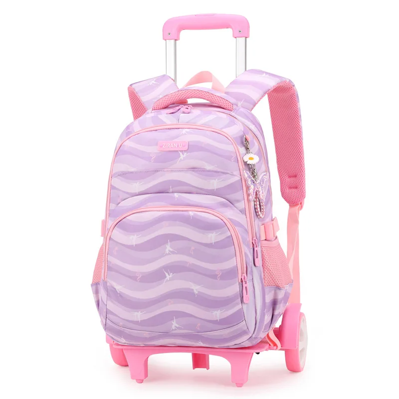 Brand kids Trolley School Backpack For Children Wheeled Luggage Bags For grils Kids Wheel Schoolbag Student Detachable Backpacks
