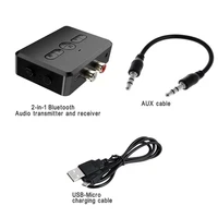 bluetooth 5 0 transmitter 400mah 3 5mm aux jack rca music wireless audio adapter mic handsfree call for car pc tv