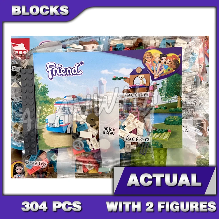 

304pcs Friends Heartlake Vet Clinic Ambulance Tree House Animal Rescue Vehicle 60012 Building Blocks Sets Compatible With Model