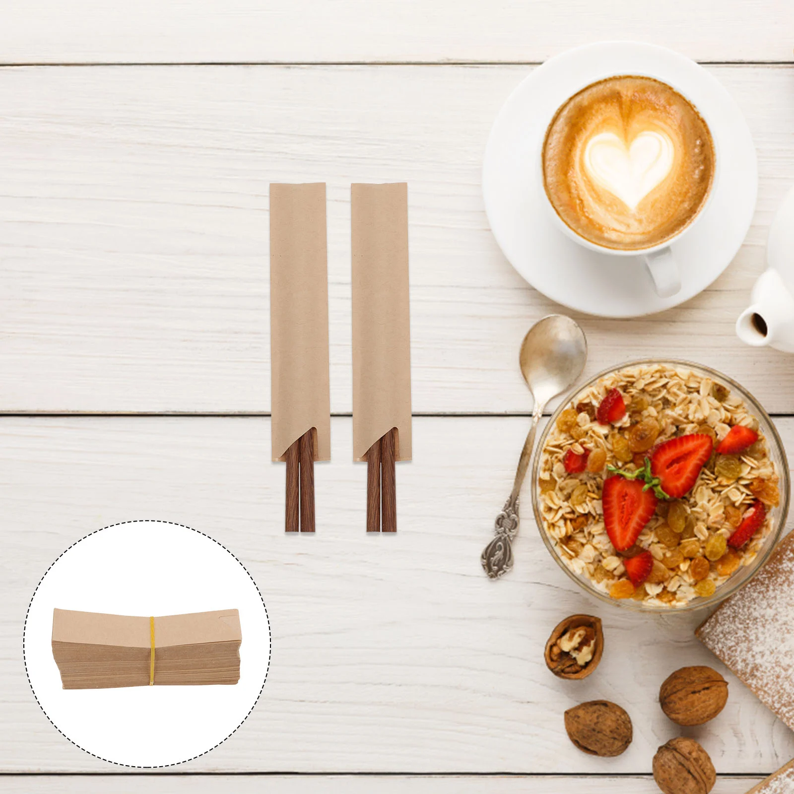 

Chopsticks Paper Kraft Pouch Cutleryholderpocket Silverware Flatware Sleeve Sleeves Disposable Packet Kitchen Portabletableware
