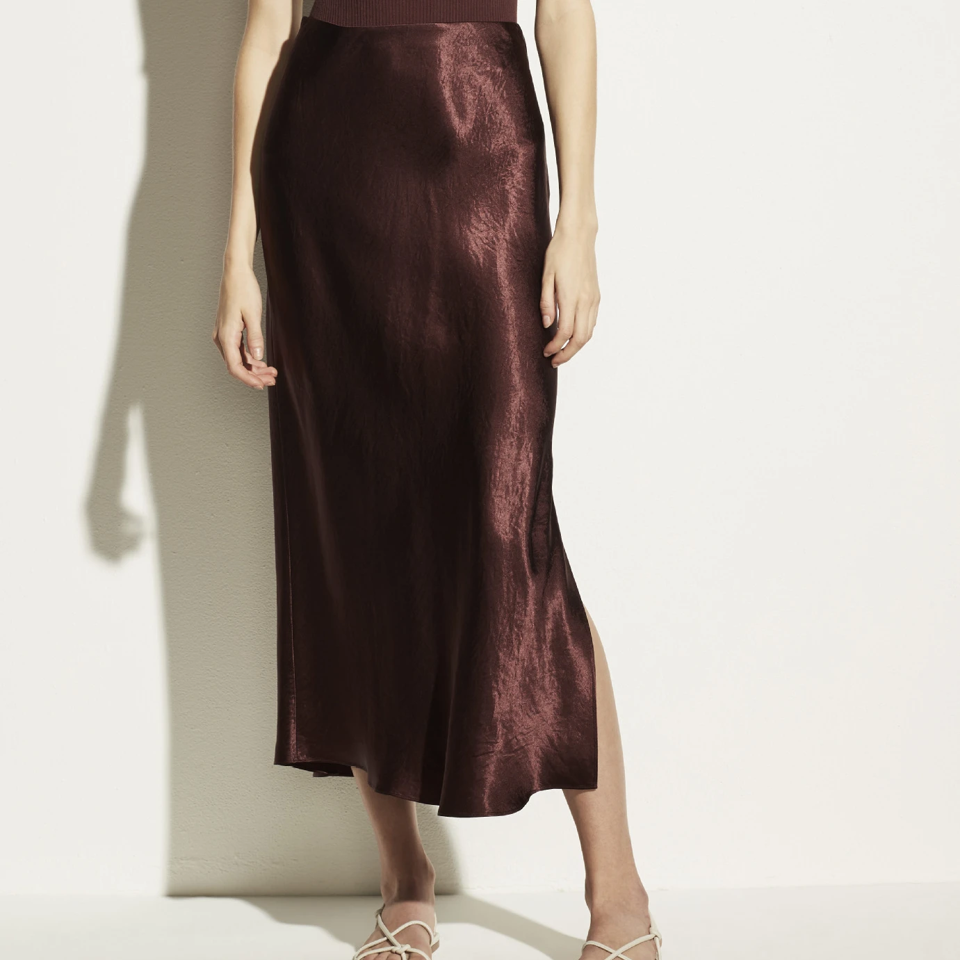 

2022 Early Spring Mid-length Acetate Skirt Slim A-line Wine Elegant Woman Skirts