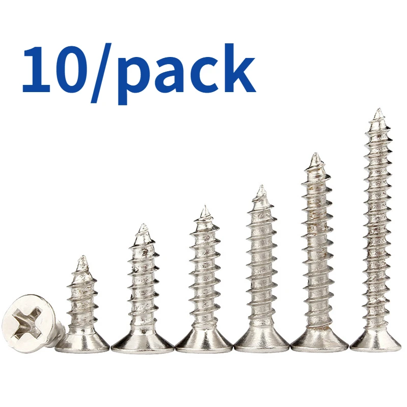 

10pcs/pack M1 M1.2 M1.4 M1.7 M2 M2.6 Mini 304 stainless steel Cross Phillips Flat Countersunk Head Self-tapping Wood Screw