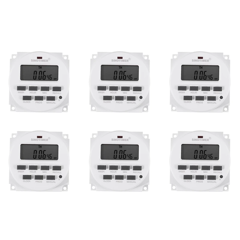 

6X Sinotimer Tm618h-2 220V Ac Digital Time Switch Output Voltage 220V 7 Day Weekly Programmable Timer Switch
