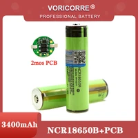 100 new protected 18650 ncr18650b 3400mah rechargeable battery 3 7v with pcb for flashlight batteries