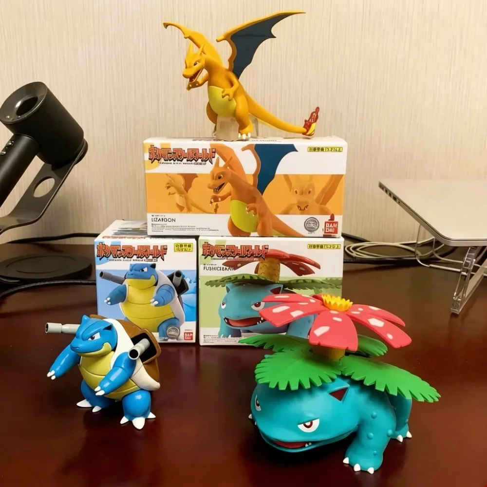 Фото Коллекционные фигурки Bandai Candy Pokemon Scale World: регион Канто, профессор Оук, Чаризард, Бластойз, Венузавр. Аниме-модели, игрушки, подарки. №2