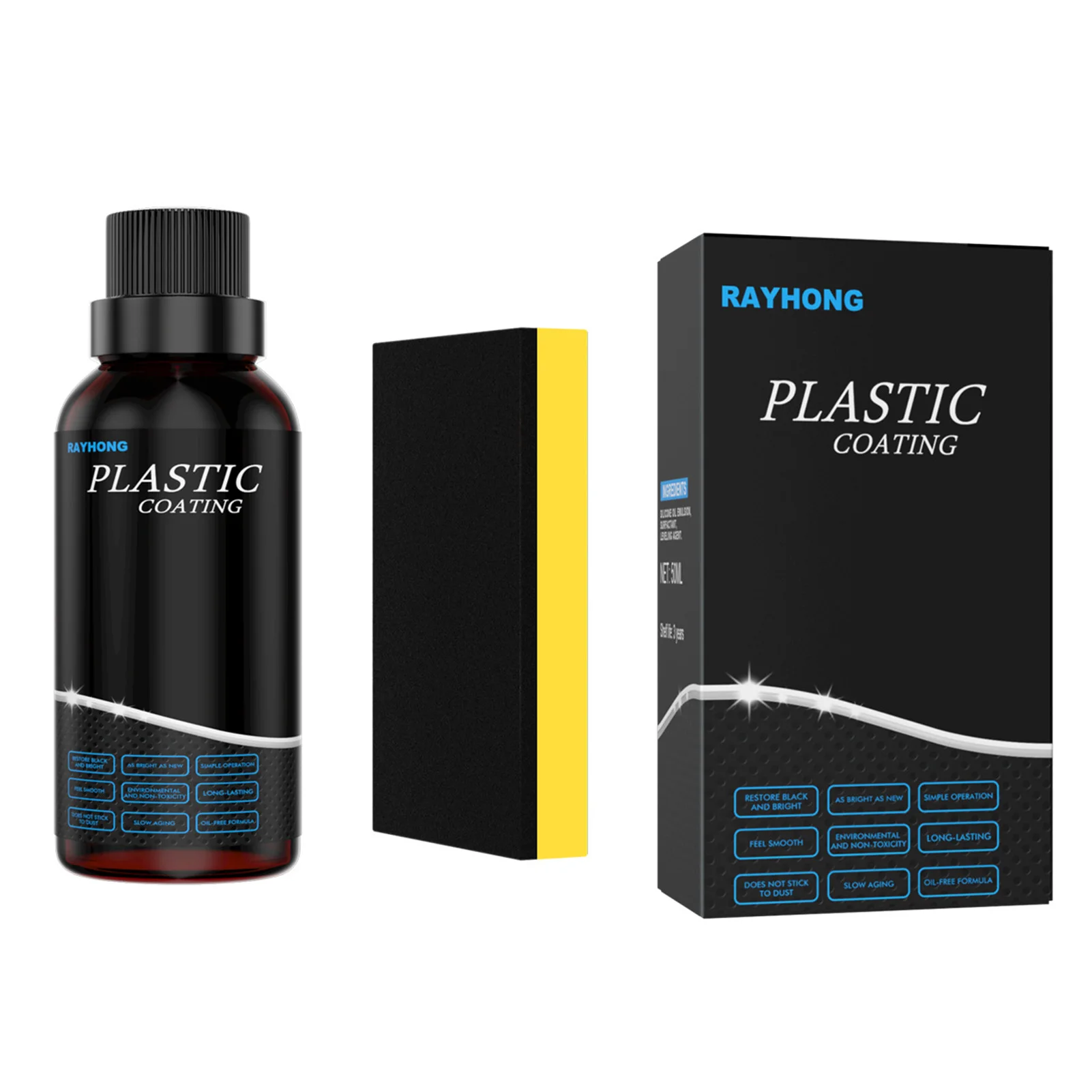 

50ml Car Interior Coating Refurbish Agent Plastic Parts Refurbishment Agent Set Car Maintenance Cleaning Agent Leather Refresher