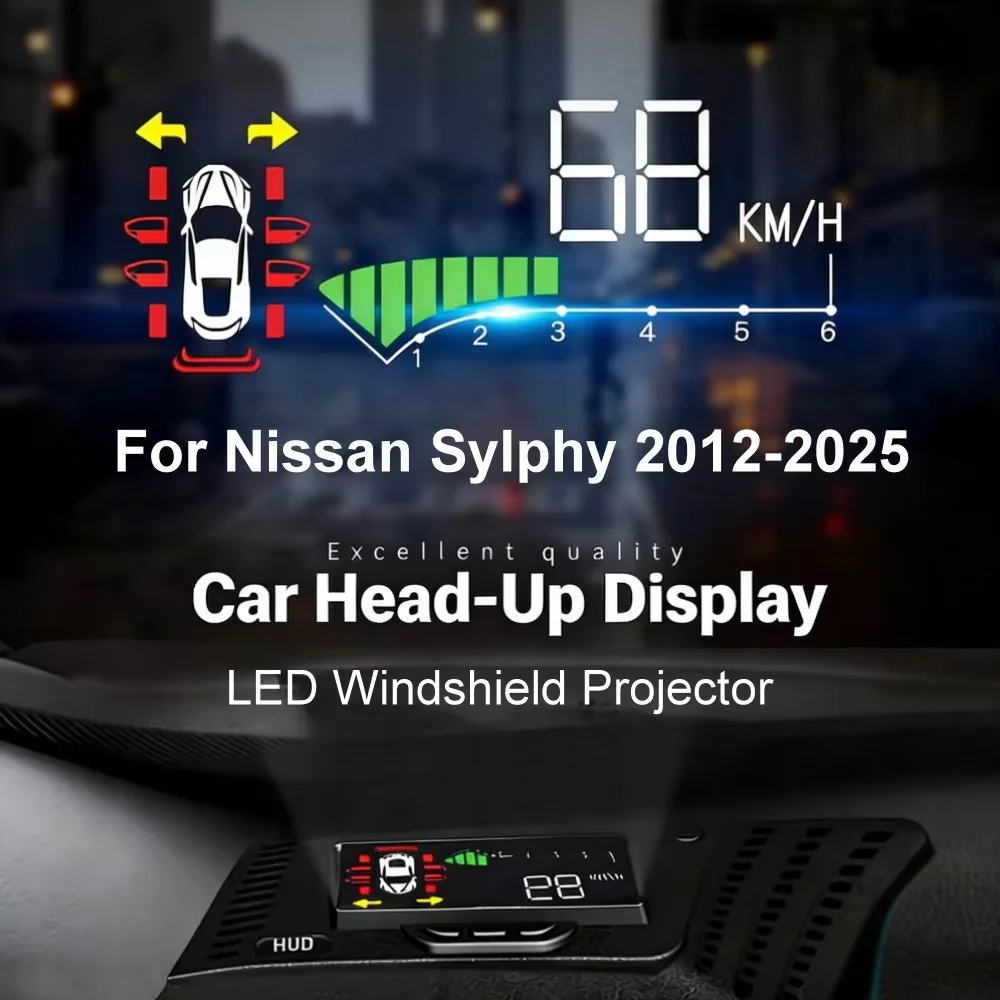 Фото Для Nissan Sentra Sylphy Pulsar 2012-2025: Автомобильный HUD-дисплей (проектор) с LED-подсветкой для безопасного вождения №2