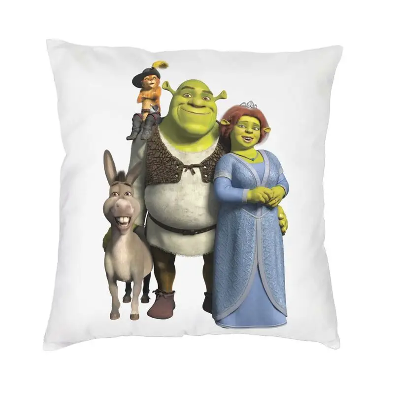 

Modern Shrek Fiona Donkey And Cat Cushion Cover Soft Animated Film Throw Pillow Case Home Decor Pillowcase