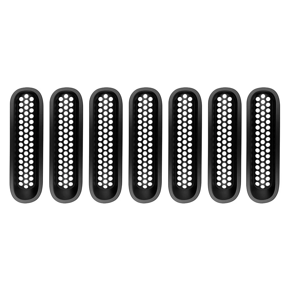 

Передняя сетчатая вставка для гриля 7X, Зажимная решетка для Jeep Wrangler JK JKU Unlimited Rubicon Sahara 2007-2017, матовый черный