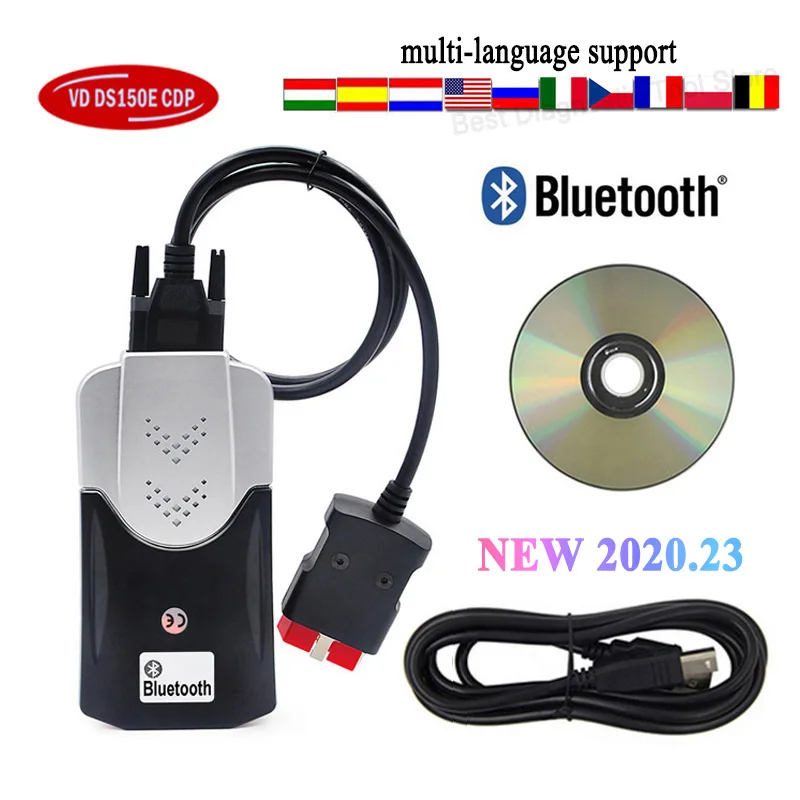 

New arrival 2020.23 with keygen on CD Bluetooth New VCI OBD2 Auto Diagnostic Tools For TNESF DELPHIS ORPDC Cars/trucks