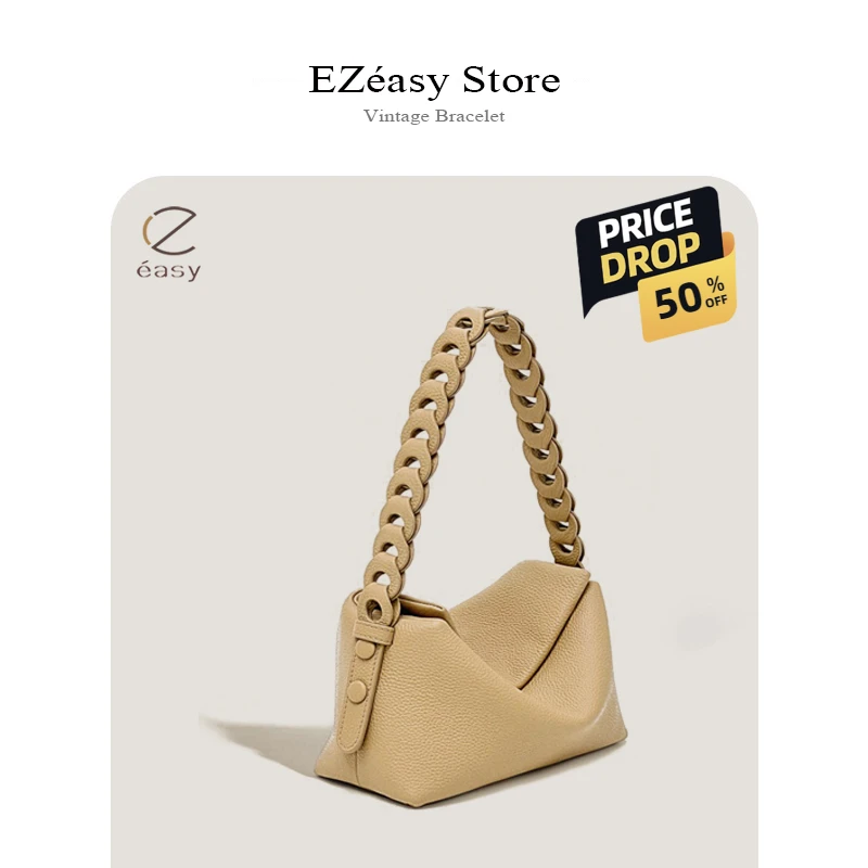 EZeasy Головной слой из воловьей кожи Сумка подмышки Женская нишевая тканая сумка