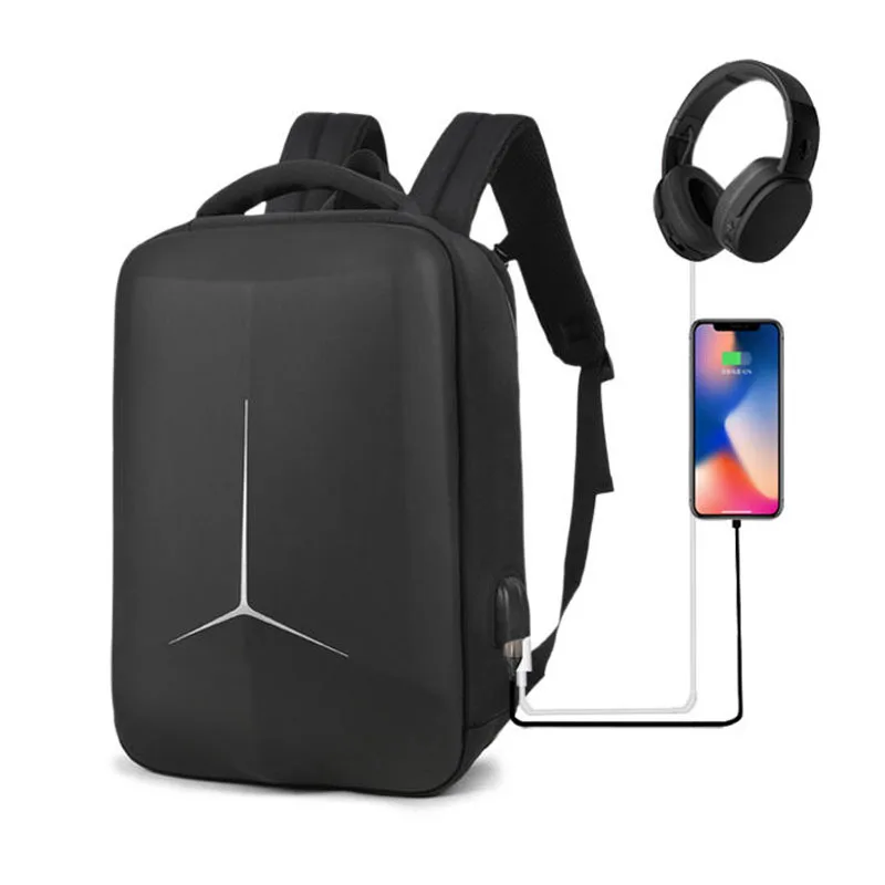 Men's USB PVC Laptop 3D Backpack Anti-theft Waterproof Reflective Notebook Rucksack Business Travel Backpack For Male Female