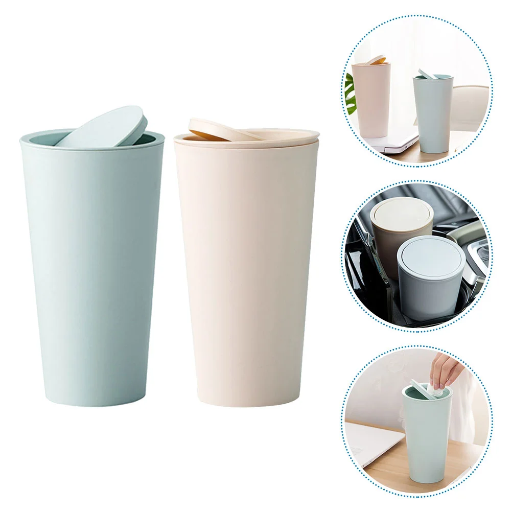 

2 Pcs Trash Can Lid Car Accessories Trash Can Trash Bin Vehicle Trash Can Desk Garbage Bin Desk Trash Can Mini Containers