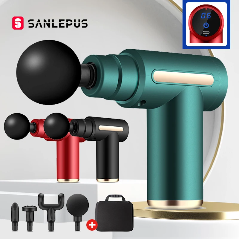 

SANLEPUS Portable Massage Gun LCD Electric Percussion Pistol Massager For Body Neck Back Deep Tissue Muscle Relaxation Fitness