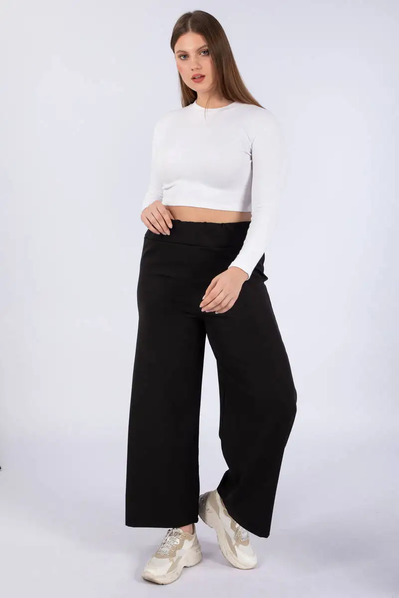 

Women's Large Size Wide Bell-Bottomed Pants Black
