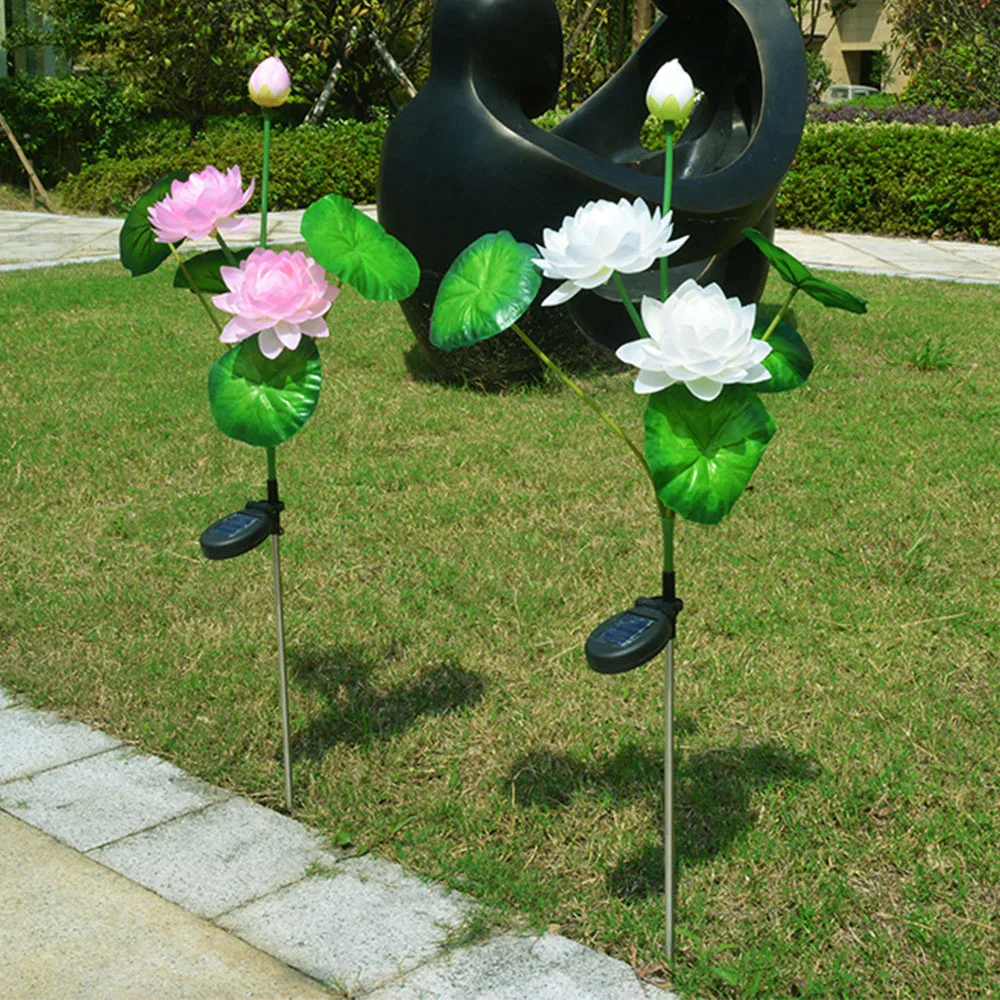 

2pcs Landscape 3 Heads Auto On Off Gift Flower Shape Yard Decor Outdoor Garden Easy Install Pathway Patio LED Solar Light