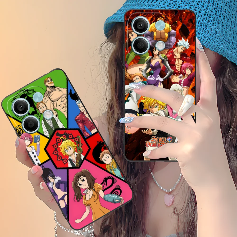 Чехол для телефона Семь смертных грехов Xiaomi Redmi Note 13 12 11 10 9 8 7 6 S A Pro Lite Plus 5G черный