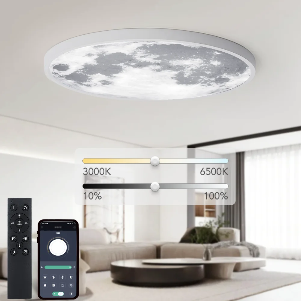 Купи 40CM Smart Moon Ceiling lamp 0.9inch Ultrathin Ceiling Light APP/Remote Control Modern Led lights for Room Home decor Wall Lamp за 2,138 рублей в магазине AliExpress