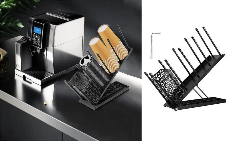 

Coffee Cup Lid Holder Black Hooks Shelf Multifunction Kitchen Cabinet Sundries Organizer Storage Hanger for kitchen accessories