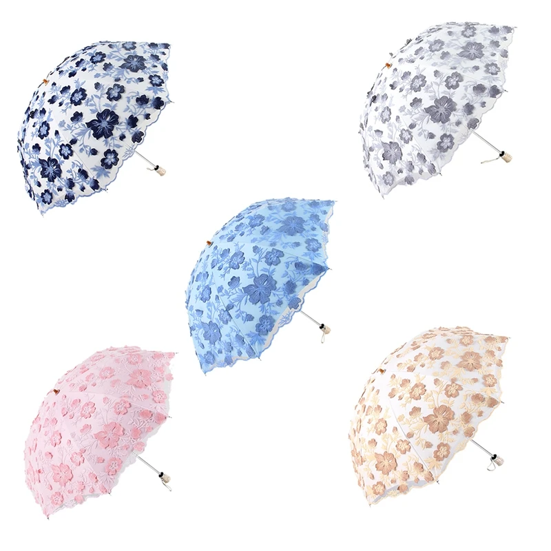 

Ladies Lace Parasol UV Protection Sun Shade Umbrellas Folding Parasol Outdoor Parasol Summer Wedding Flower Umbrellas