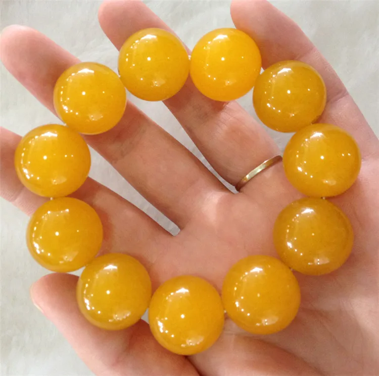 

Xinjiang Hetian Jade Bracelet Golden Silk Jade Gobi Jade Color Jade Bracelet Topaz Bracelet Ball Bead Bracelet for Men and Women