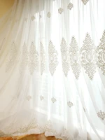 embroidered curtain european light luxury french bedroom luxury living room gauze curtain large flower curtain