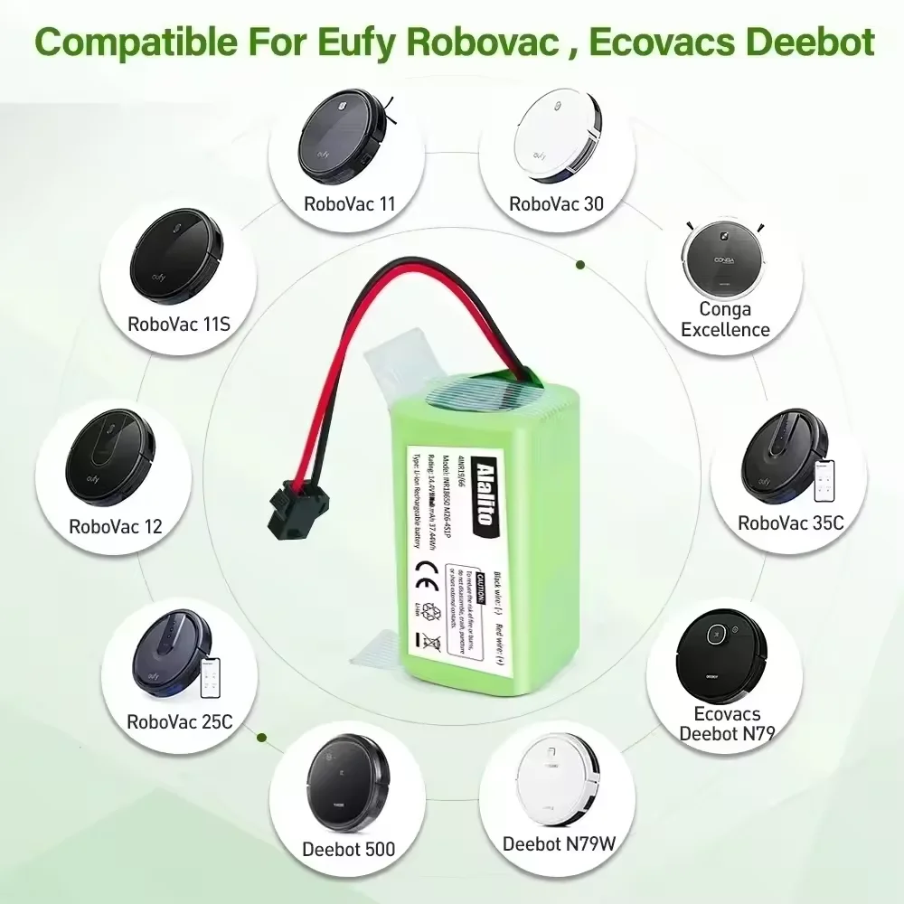 Фото Сменная батарея 14.4V 6800mAh для Conga 990 1090, Tesvor X500, Ecovacs Deebot N79 N79S DN622, Eufy RoboVac 11 11S, RoboVac 30 №3