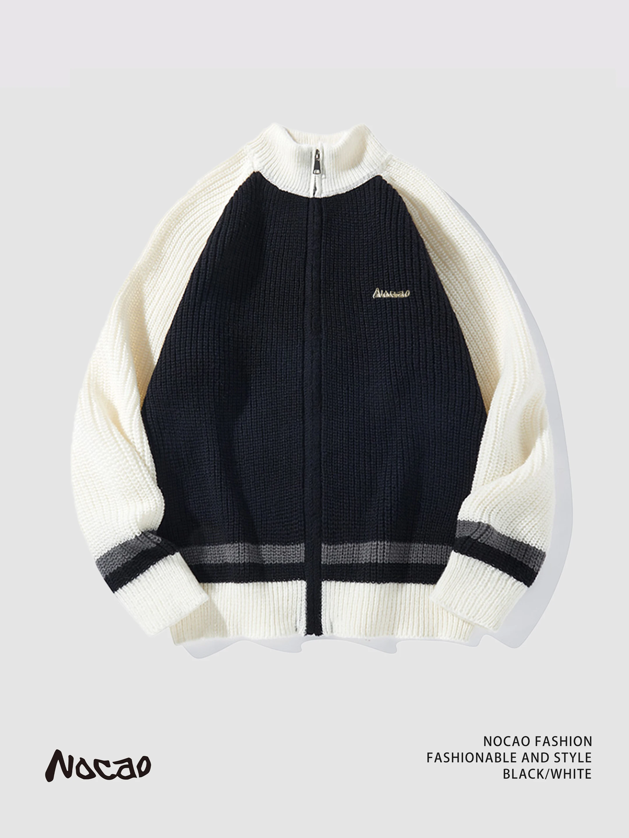 Вязаный кардиган на молнии с металлическими буквами Nocao