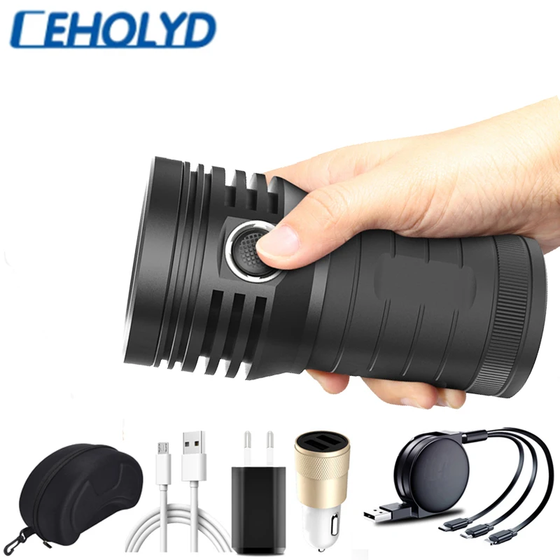 

Фонарик XHP90 со встроенным аккумулятором, супер мощный светодиодный тактический фонарь с зарядкой от USB, 3 режима, яркий светильник, 3 шт.