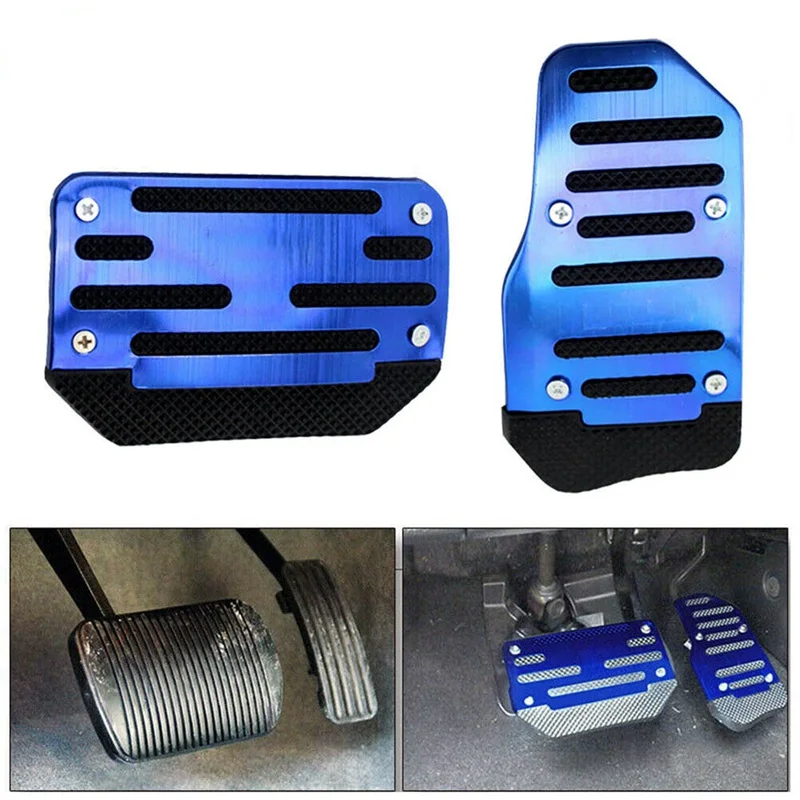

2Pcs/Set Red/Blue Universal Car Aluminum Automatic Gear Brake Accelerator Non-Slip Foot Pedal Pad Cover