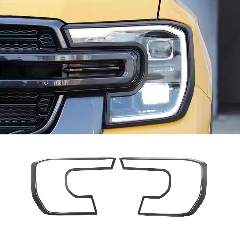 

Налобный фонарь для автомобиля, задняя крышка для Ford Ranger WILDTRAK T9 2022 2023 2024 ABS, матовый черный налобный фонарь, декоративная рамка, аксессуары