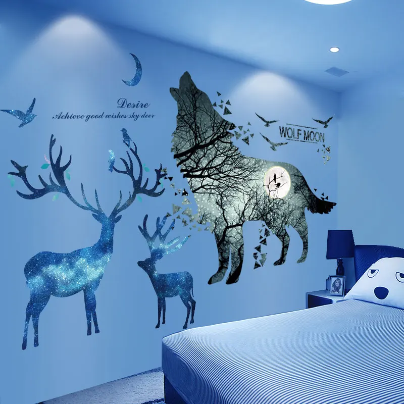 

Wolf Wall Stickers Decor DIY Cartoon Deers Animals Wall Decals for Kids Rooms Baby Bedroom Children Nursery Home Decoration
