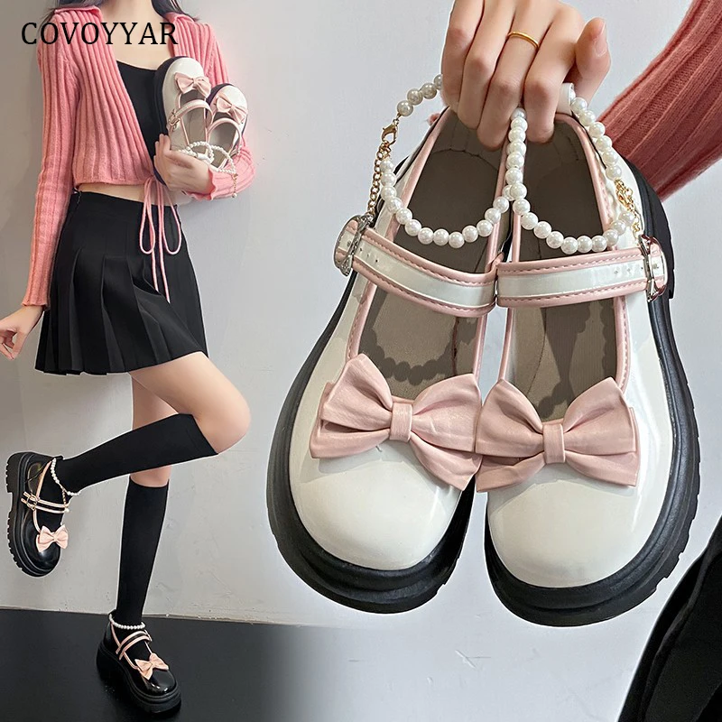 

COVOYYAR Flat Women Oxfords Japanese Style Cute Girls Princess Shoes for Women Platform Mary Janes Lolita Shoes Woman WFS4127