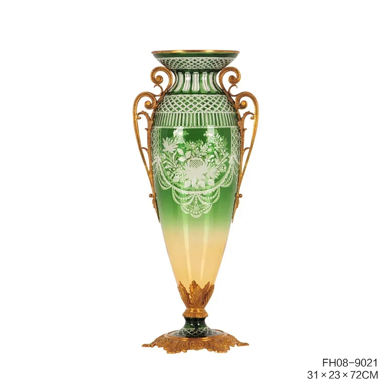 Тарелка с фруктами Kazak Skidki посуда ногами и зеленым узором фарфоровая Роскошная