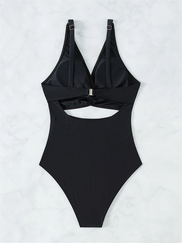 Цельный купальник новинка 2024 женский с вырезами сексуальный однотонный Монокини