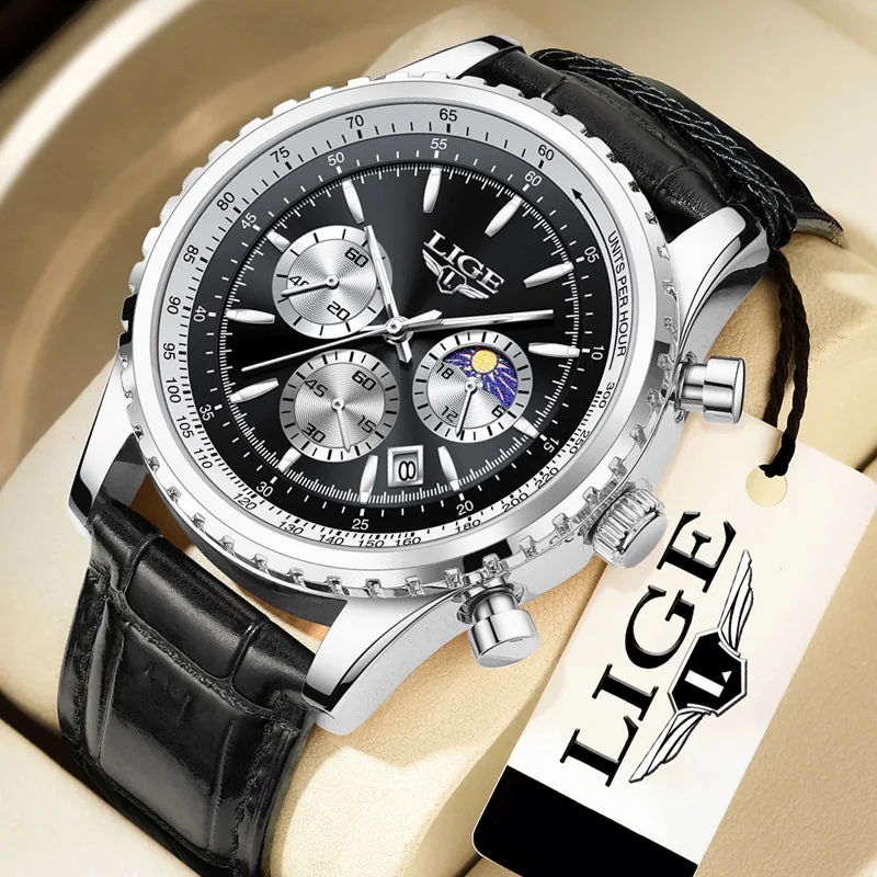 

Mens Watches LIGE Top Brand Luxury Business Quartz Wristwatch Luminous Waterproof Watch Man Sport Chronograph Relogio Masculino