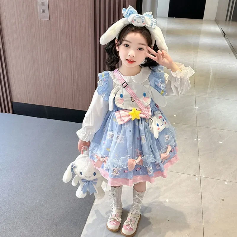 Женское платье принцессы Sanrio милое Аниме-платье с длинным рукавом и капюшоном