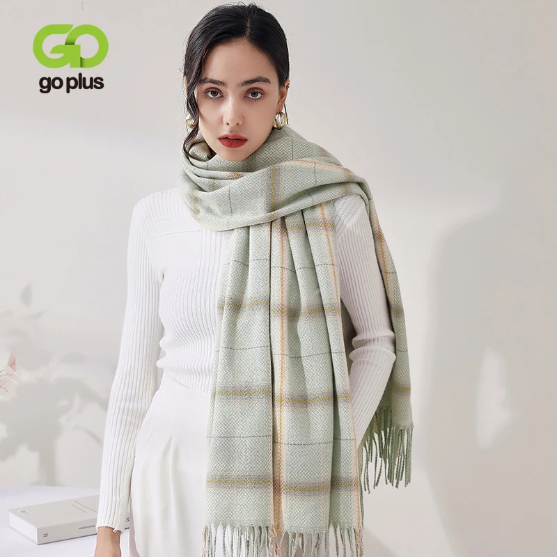 GOPLUS Scarf Women Luxury Korean Style Scarves 2022 Plaid Soft Bufandas Tassel Female Pink Foulard Jersey Pareo Echarpe Shawl |