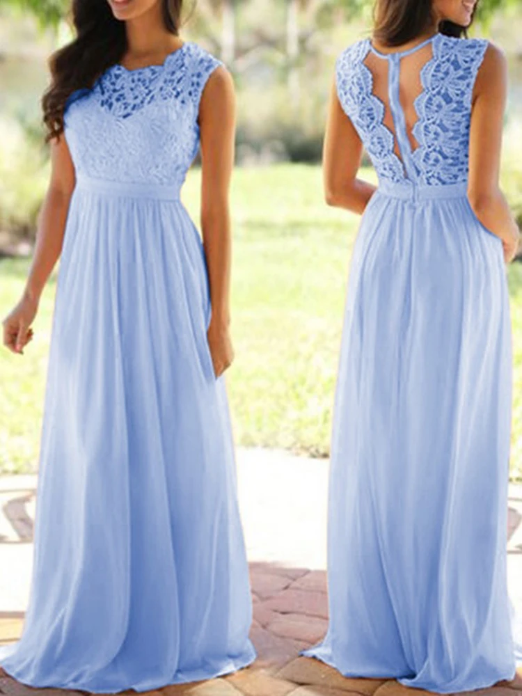

Vintage Lace Patchwork Long Dress Plus Size S-5XL Wedding Bridesmaid Party Maxi Dress Robe Femme Vestidos Pin