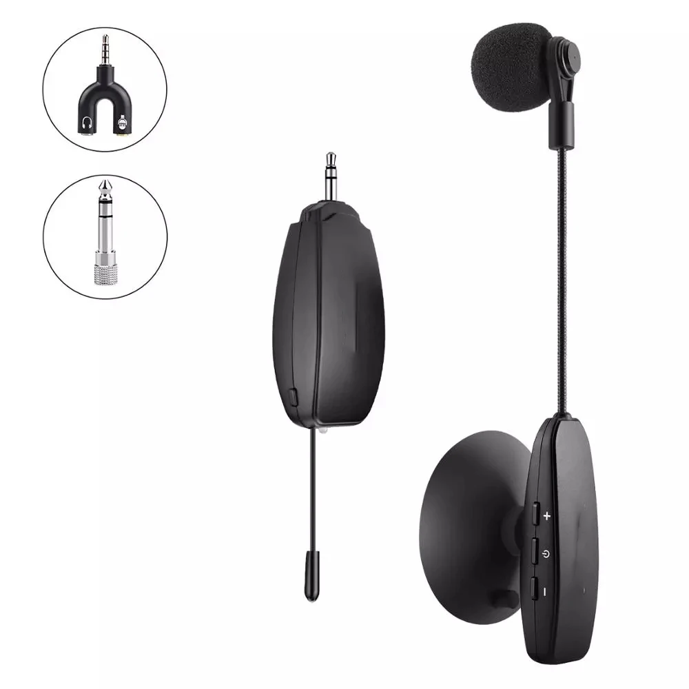 

Wireless Instrument Microphone, Suction Cup Condenser Gooseneck Mic Great for Guitars Pianos Violins Cello Bass