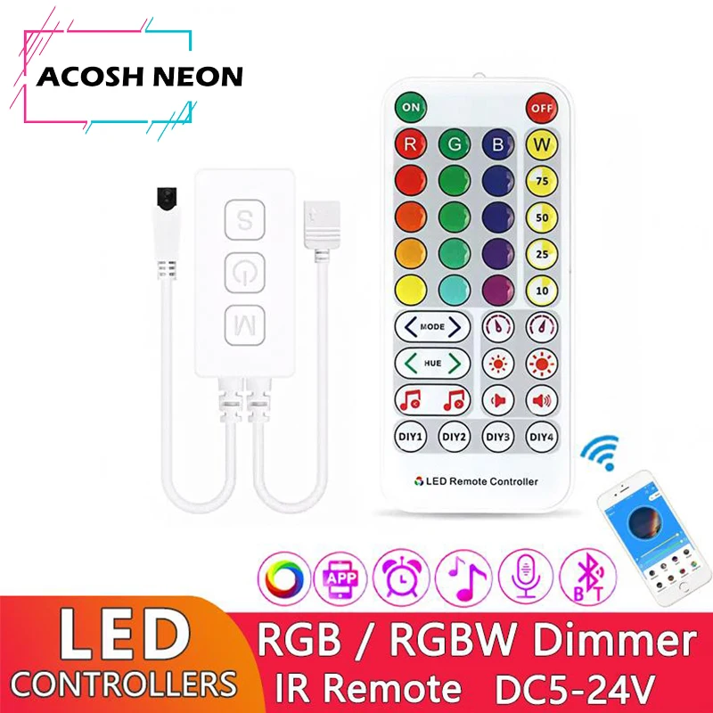 

LED SP613E SP614E with 38Key IR Remote for Colorful RGB RGBW Bluetooth LED Light Music Controller Dimmer Timing Microphone Mode