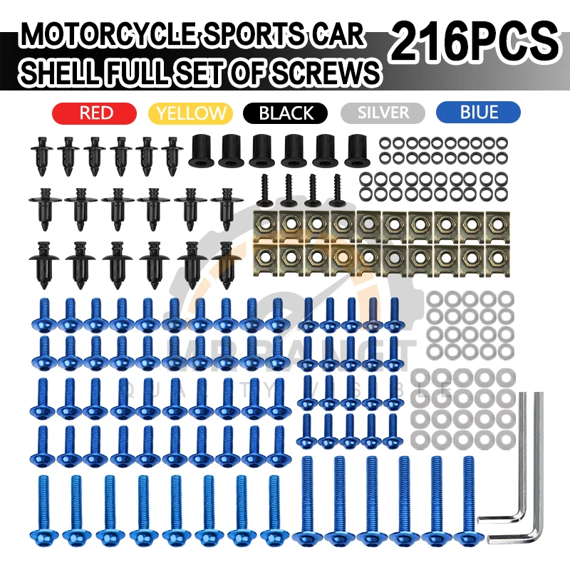 216PCS Fairing Bolt Nut Body Screws For Yamaha YZF R1 R3 R6 R6S R25 FZ1 FZ6 FZ8 MT07 MT09 FZ07 FZ09 Tracer FZR 600 750R - купить по