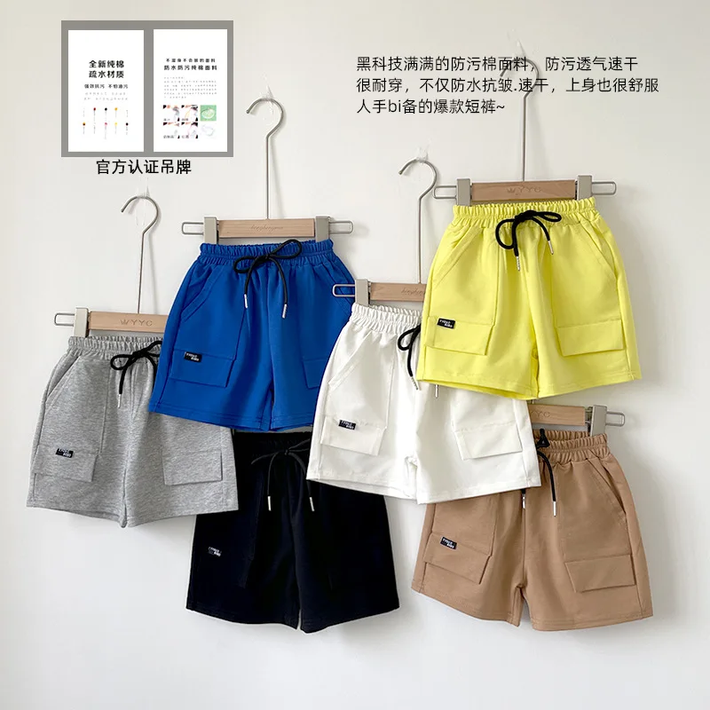 

Boys Overalls Shorts 2022 Summer Fashion Children's Pants Baby Black Technology Anti-Fouling Pants Comfortable Casual Pants
