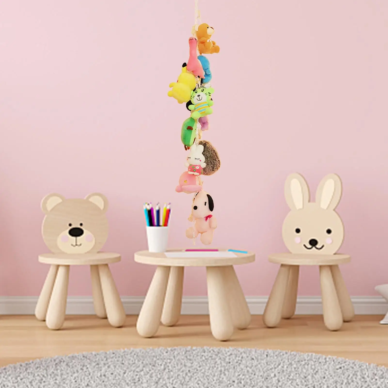 

2M Plush Toy Storage Chain | Wall Hat Ragdoll Display Stand | Cloakroom Organizer With 20 Clips, Toy Organizer Storage C
