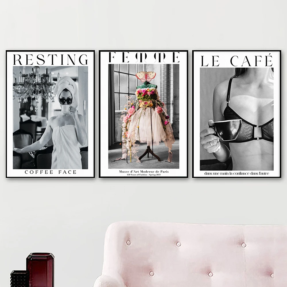 

Paris Museum Fashion Poster Print Sexy Woman Flowers Coffee Shop Wall Art Canvas Painting Room Home Decor Chest Grace Girl