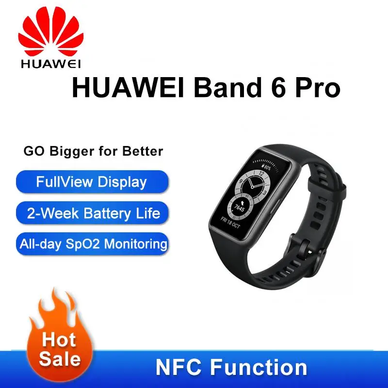 

NEW Original Huawei Band 6 Pro Smartband Blood Oxygen LED Screen Heart Rate Tracker Sleep Monitoring Bluetooth 5.0 NFC