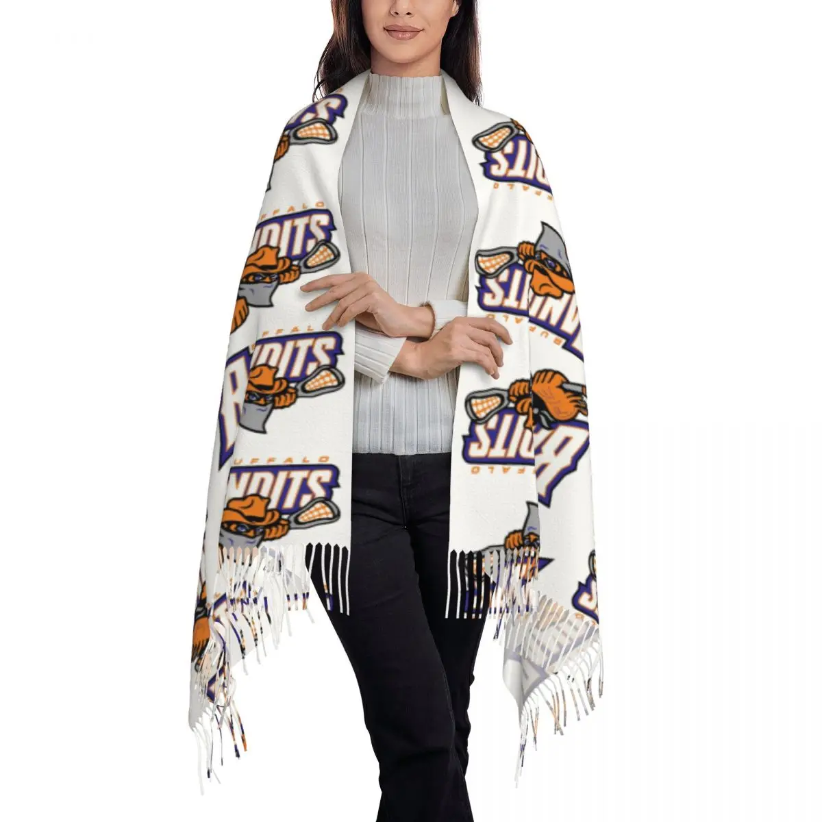Шарф Buffalo Bandits шарфы с кисточками для женщин мягкие теплые шали и накидки длинная
