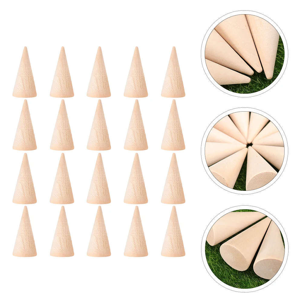 

Cone Wood Ring Wooden Stand Display Jewelry Cones Holder Unpainted Tree Diy Rack Finger Jewellery Unfinished Crafts