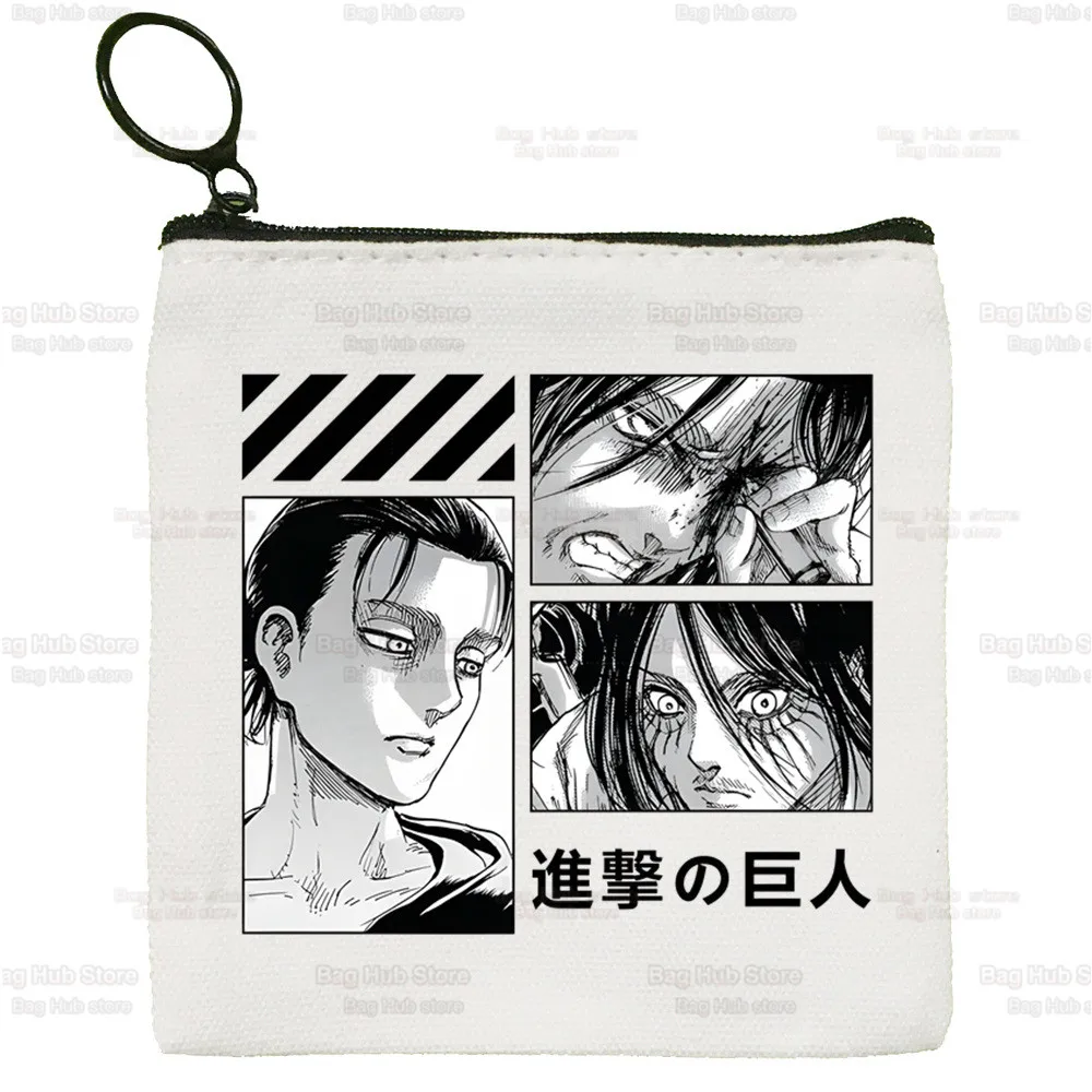Attack On Titan Canvas Card Coin Purse Mikasa Eren Yeager Liberty Female Cute Simple Shingeki No Kyojin Coin Mini Zipper Bag