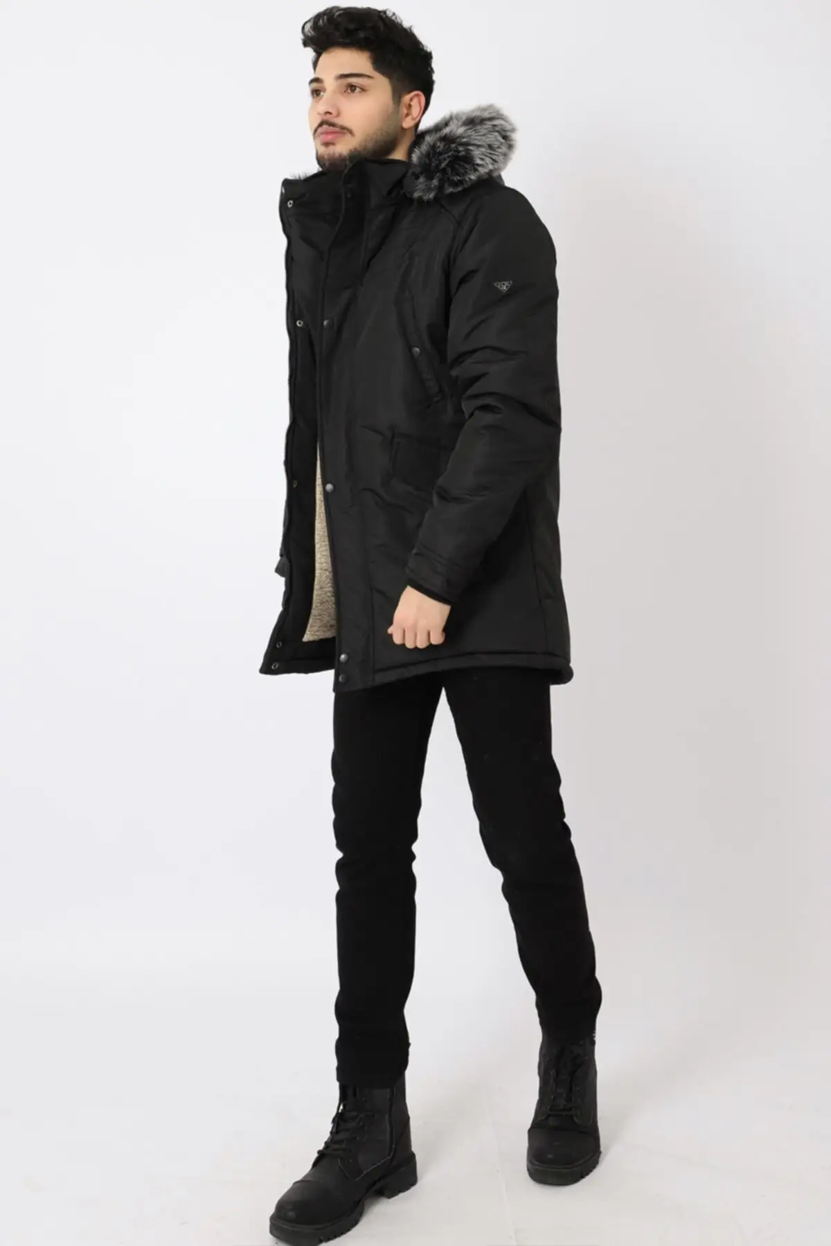 Style Combination Fur Hooded Coat